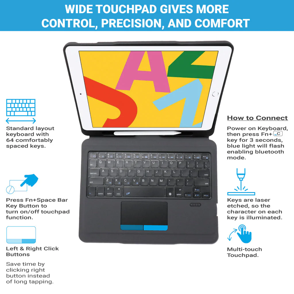 TECPHILE - T206 Wireless Keyboard Case For iPad - Image 3